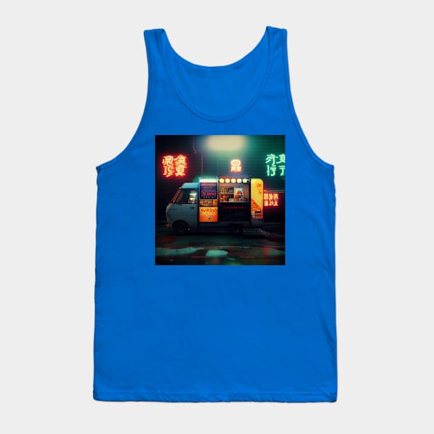 Cyberpunk Tokyo Ramen Food Truck Tank Top by Grassroots Green